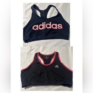 Bundle of Adidas Black/Pink and Navy/Pink Sports bras